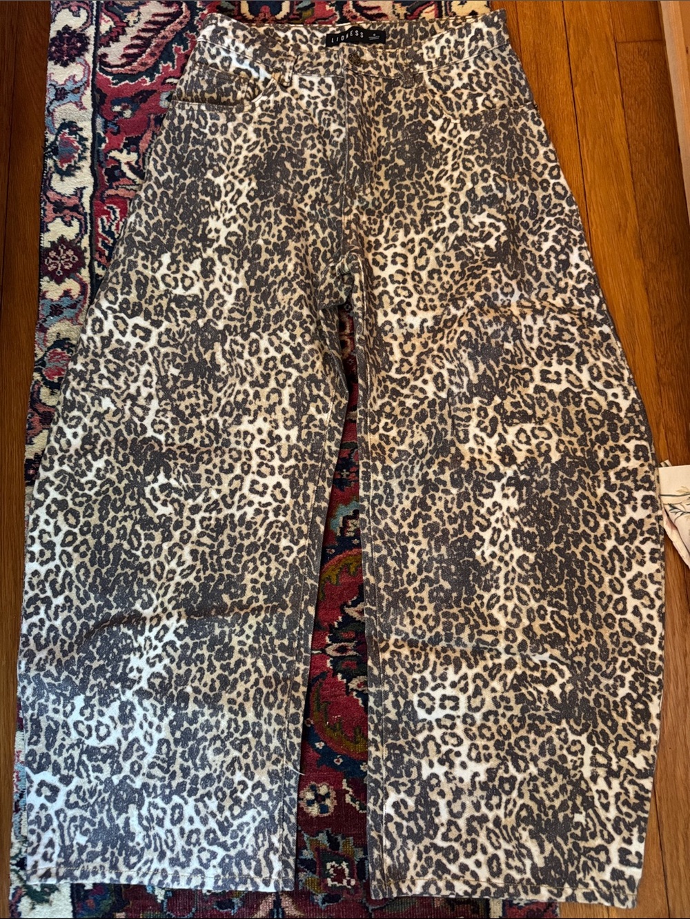Lioness Leopard Print Baggy Jeans